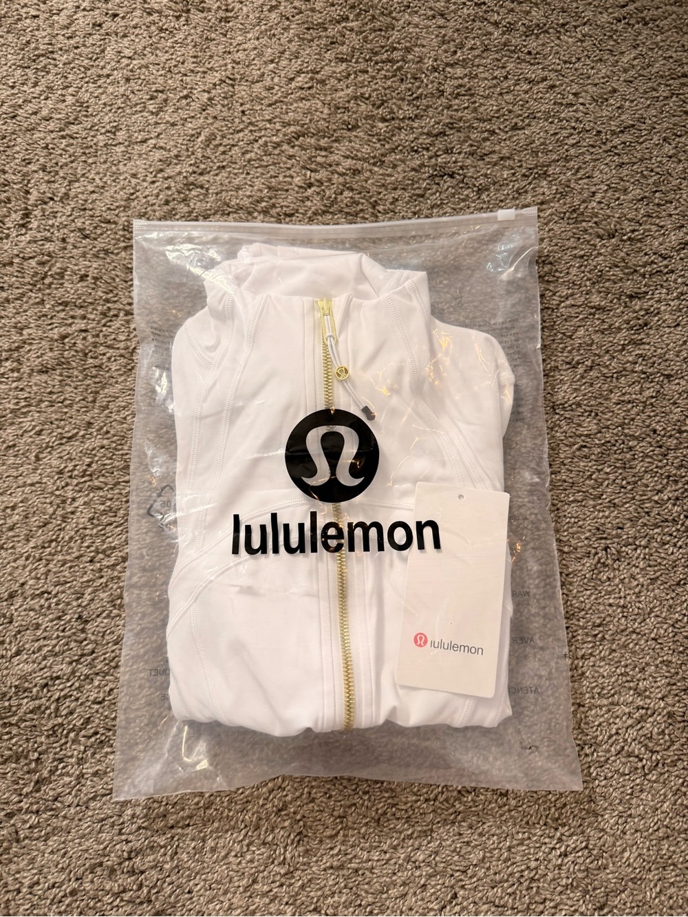 lululemon athletica White Zip-Up Jacket with Gold Hardware